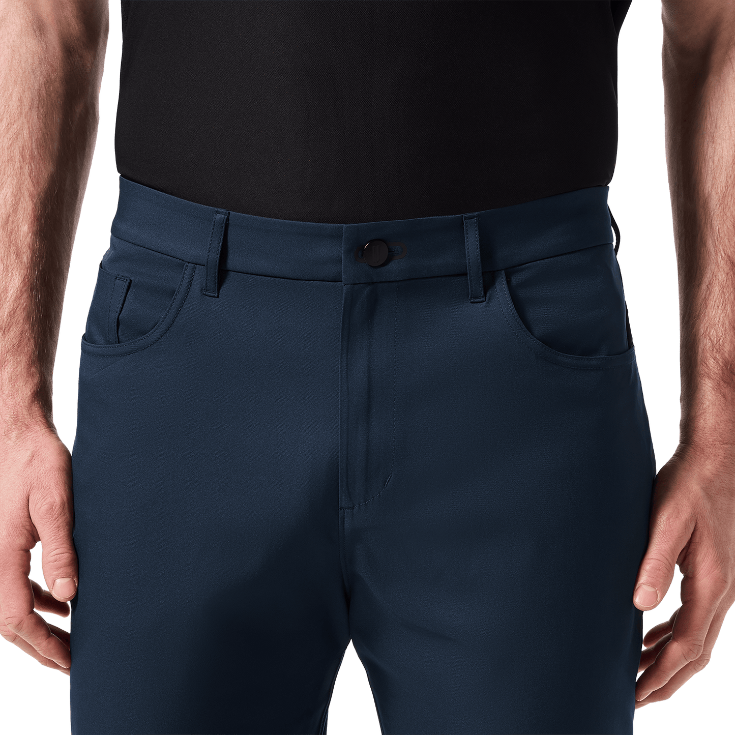 Navy Men's Public Rec Dealmaker 5-Pocket Pant Front Detail Angle.