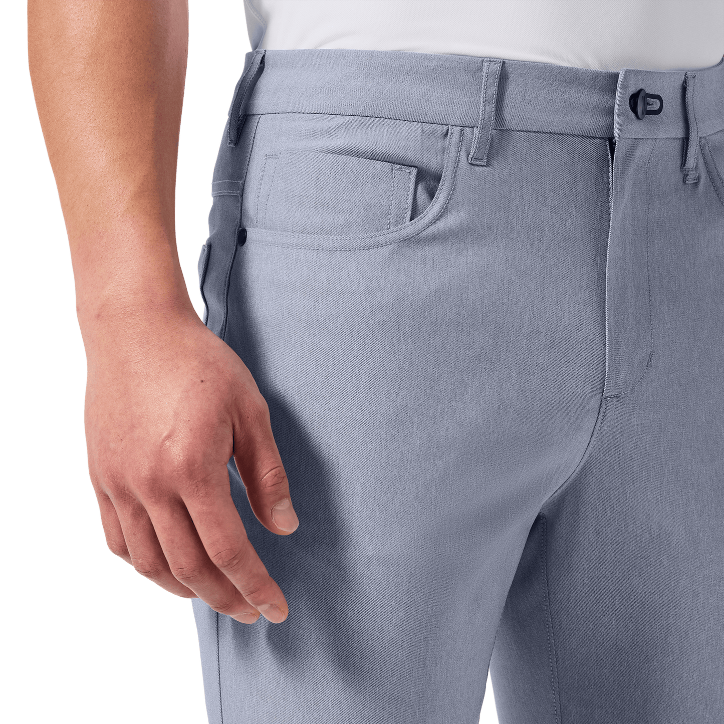 Heather Chambray Public Rec Men's Dealmaker 5-Pocket Pant Pocket Detail Angle.