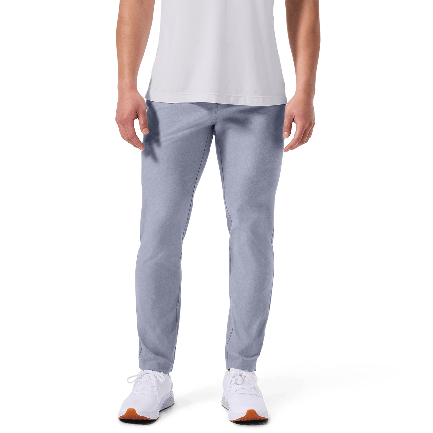 Heather Chambray Public Rec Men's Dealmaker 5-Pocket Pant Lower Body Angle.