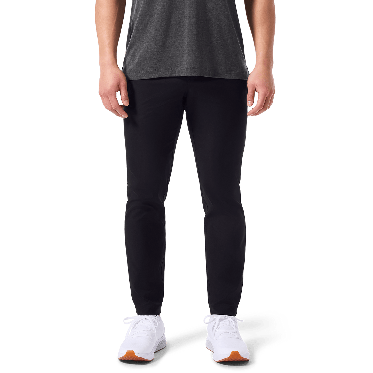 Black Public Rec Men's Dealmaker 5-Pocket Pant Lower Body Angle.