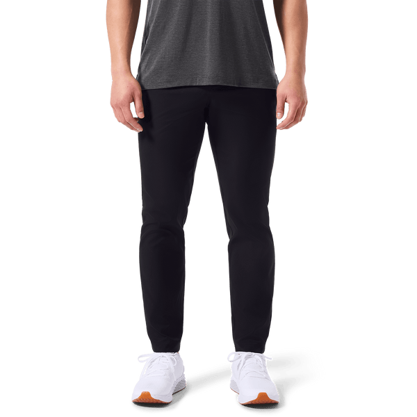 Black Public Rec Men's Dealmaker 5-Pocket Pant Lower Body Angle.