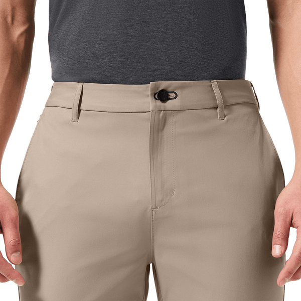 Sand Public Rec Men's Dealmaker Chino+ Pants Front Detail Angle.