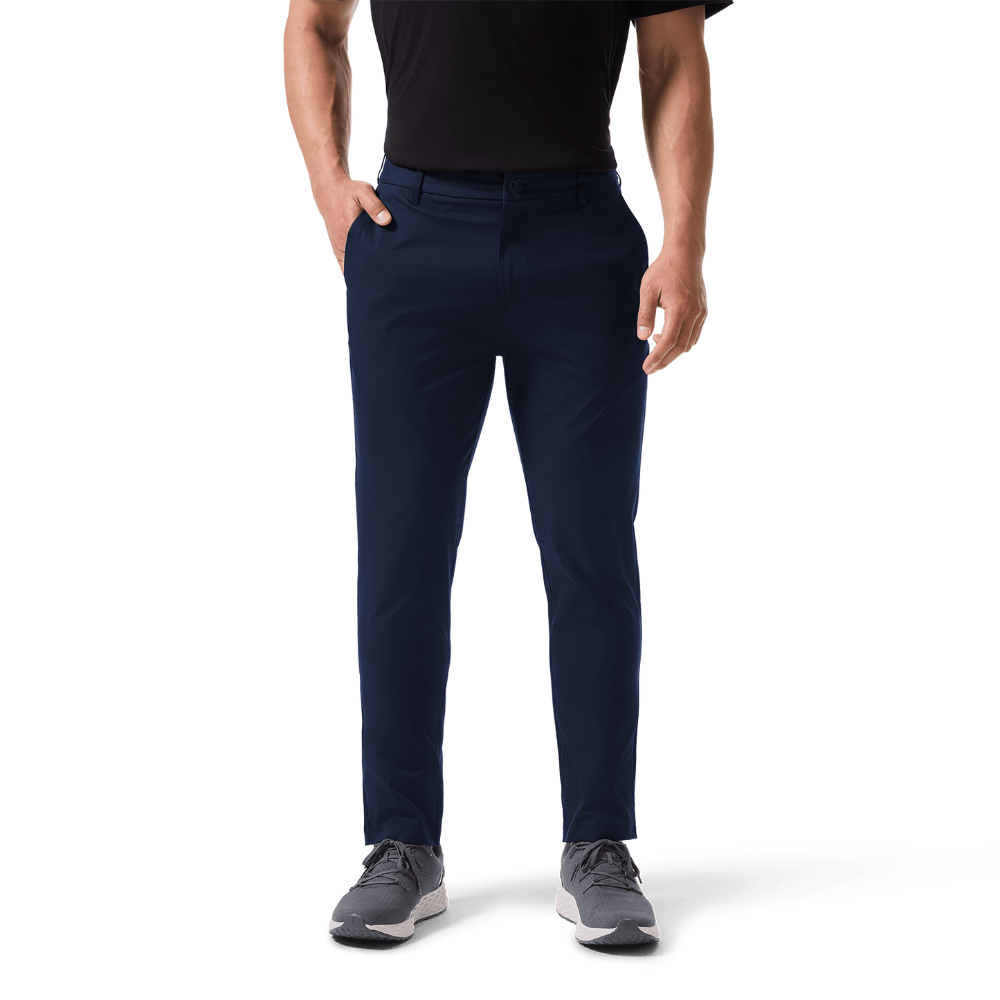 Navy Public Rec Dealmaker Chino+ Pants Front Lower Body Angle.