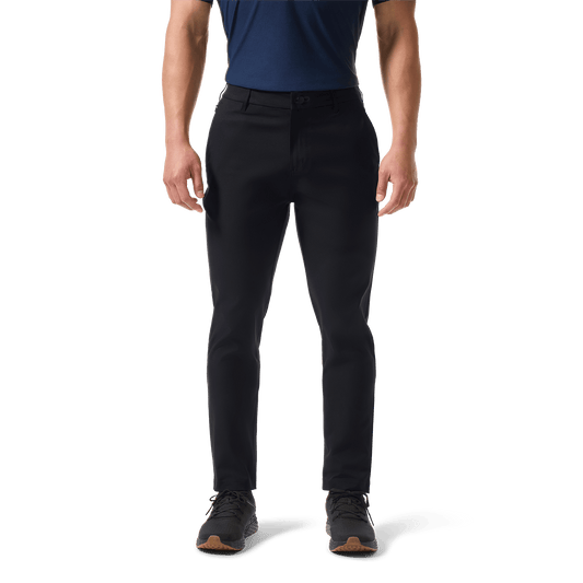 Black Men's Public Rec Dealmaker Chino+ Pants Front Lower Body Angle.
