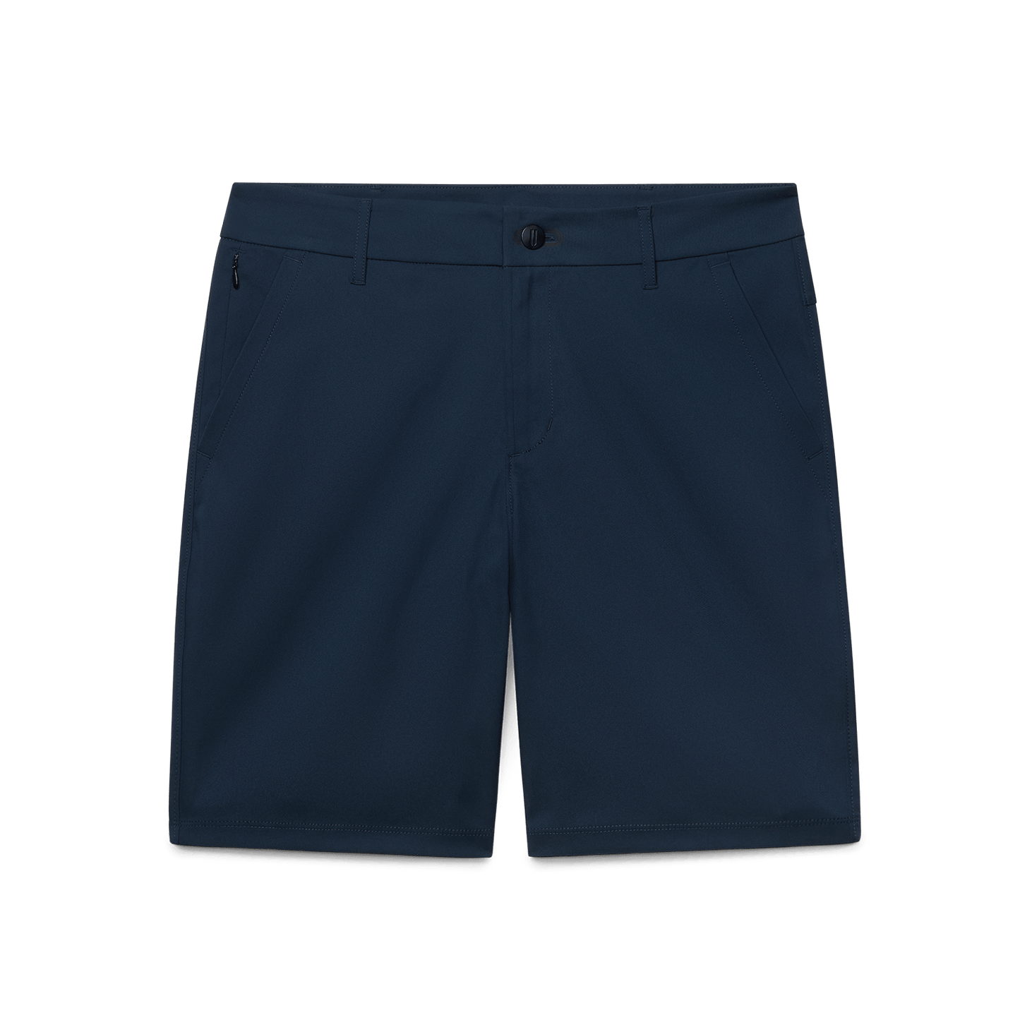 Men's Public Rec Navy Dealmaker Chino+ Short Flat Lay Angle.