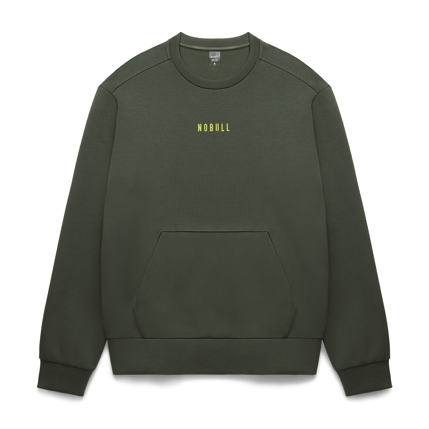 Men's Dark Army NOBULL Elements Crew Sweatshirt Flat Lay Angle.