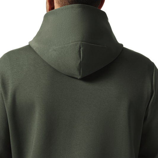 Men's Dark Army NOBULL Elements Hoodie Back Detail On Body Angle.