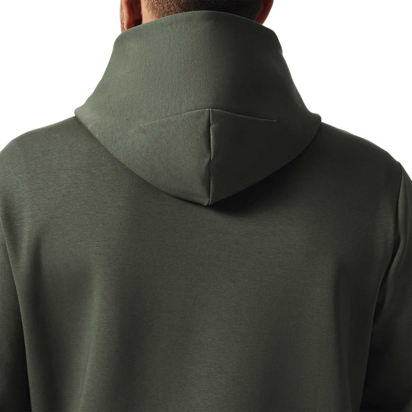 Men's Dark Army NOBULL Elements Hoodie Back Detail On Body Angle.