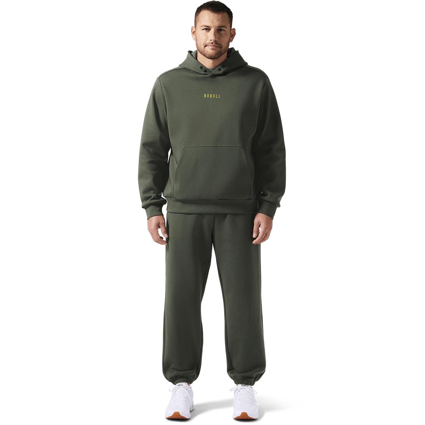 Men's Dark Army NOBULL Elements Sweatpants Front Full Body Angle.