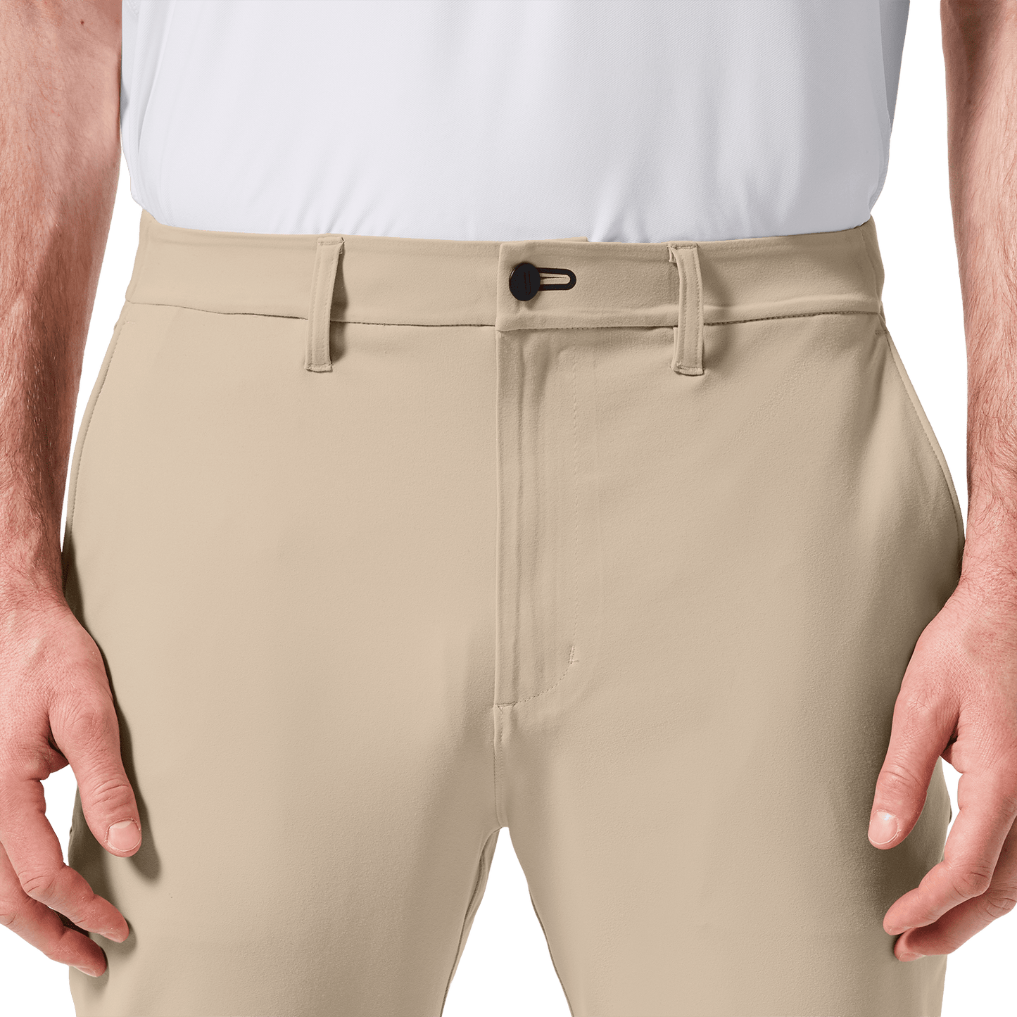 Taupe Public Rec Men's Gamechanger 5-Pocket Pant Front Detail Angle.
