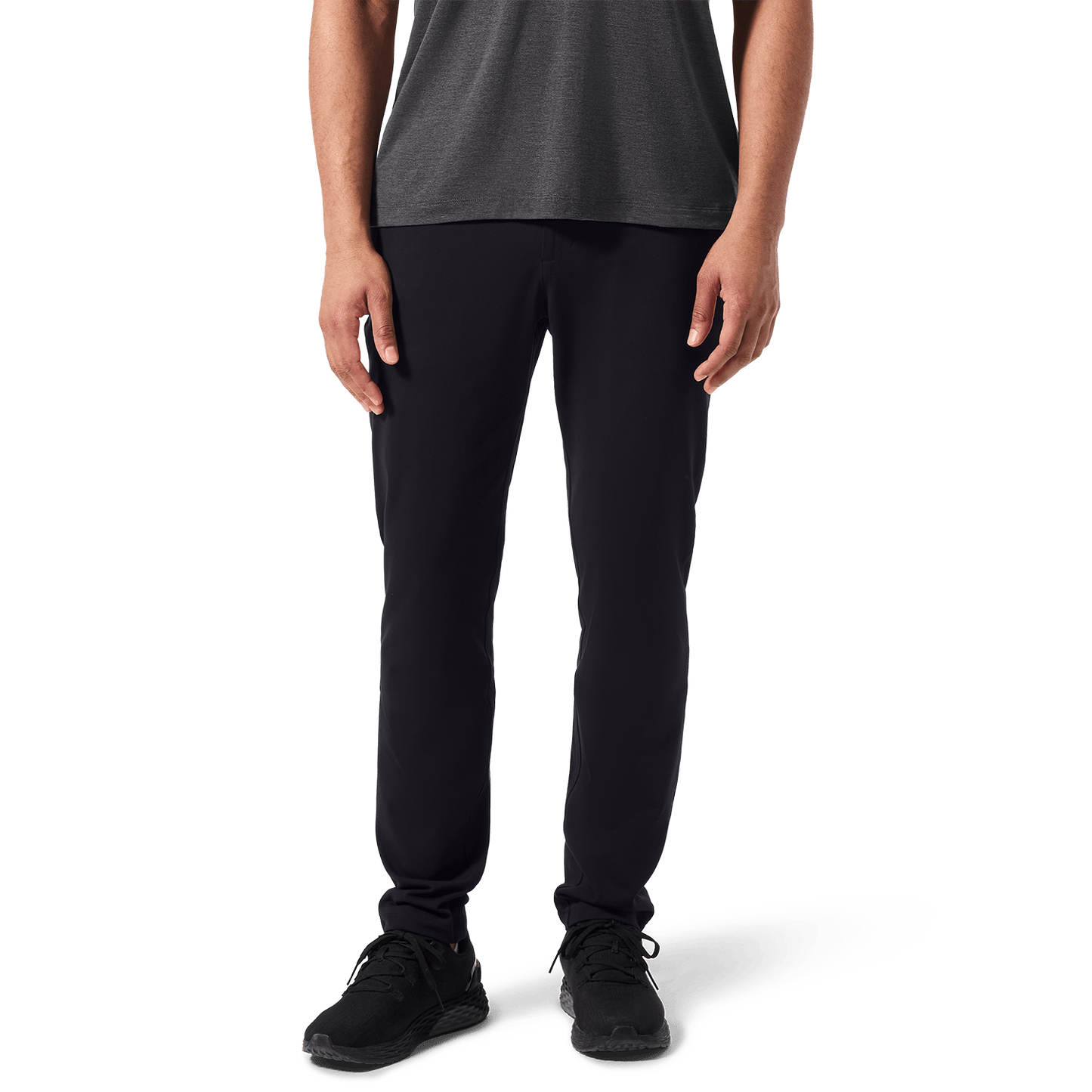 Black Public Rec Men's Gamechanger 5-Pocket Pant Lower Body Angle.