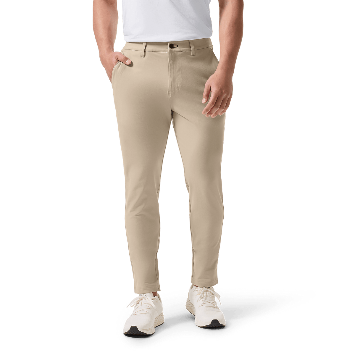 Taupe Public Rec Men's Gamechanger 5-Pocket Pant Front Lower Body Angle.