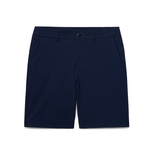 Navy Public Rec Gamechanger 5 Pocket Short Flat Lay Angle.