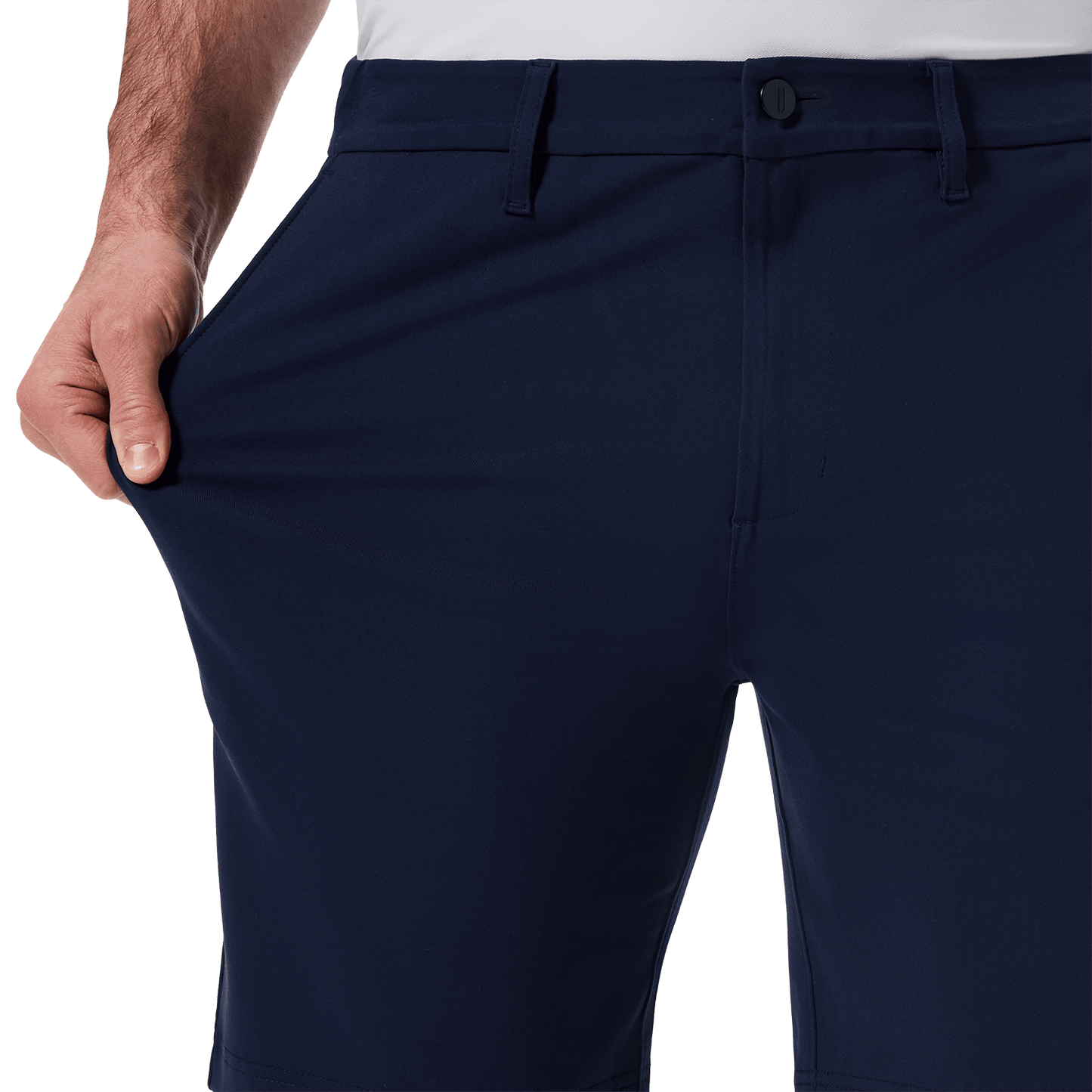 Navy Public Rec Gamechanger 5 Pocket Short Stretch Detail Angle.