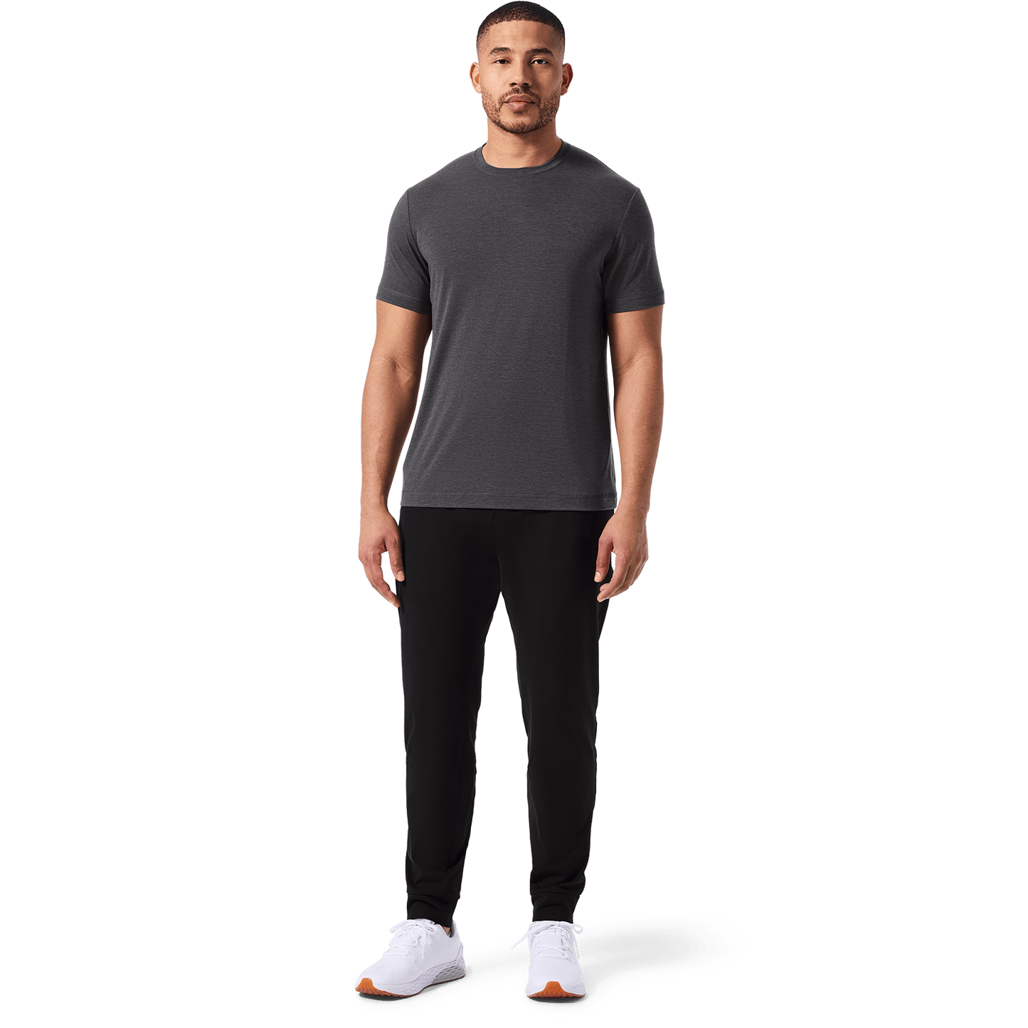 Black Men's Public Rec Gamechanger Jogger Pants Front Full Body Angle.