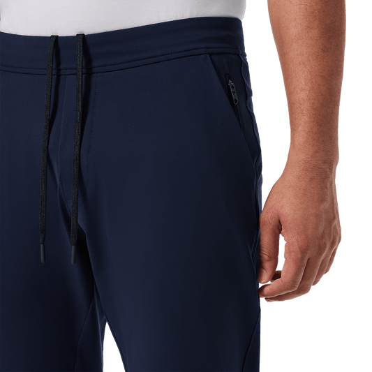 Navy Men's Public Rec Gamechanger Jogger Drawstring Detail Angle.
