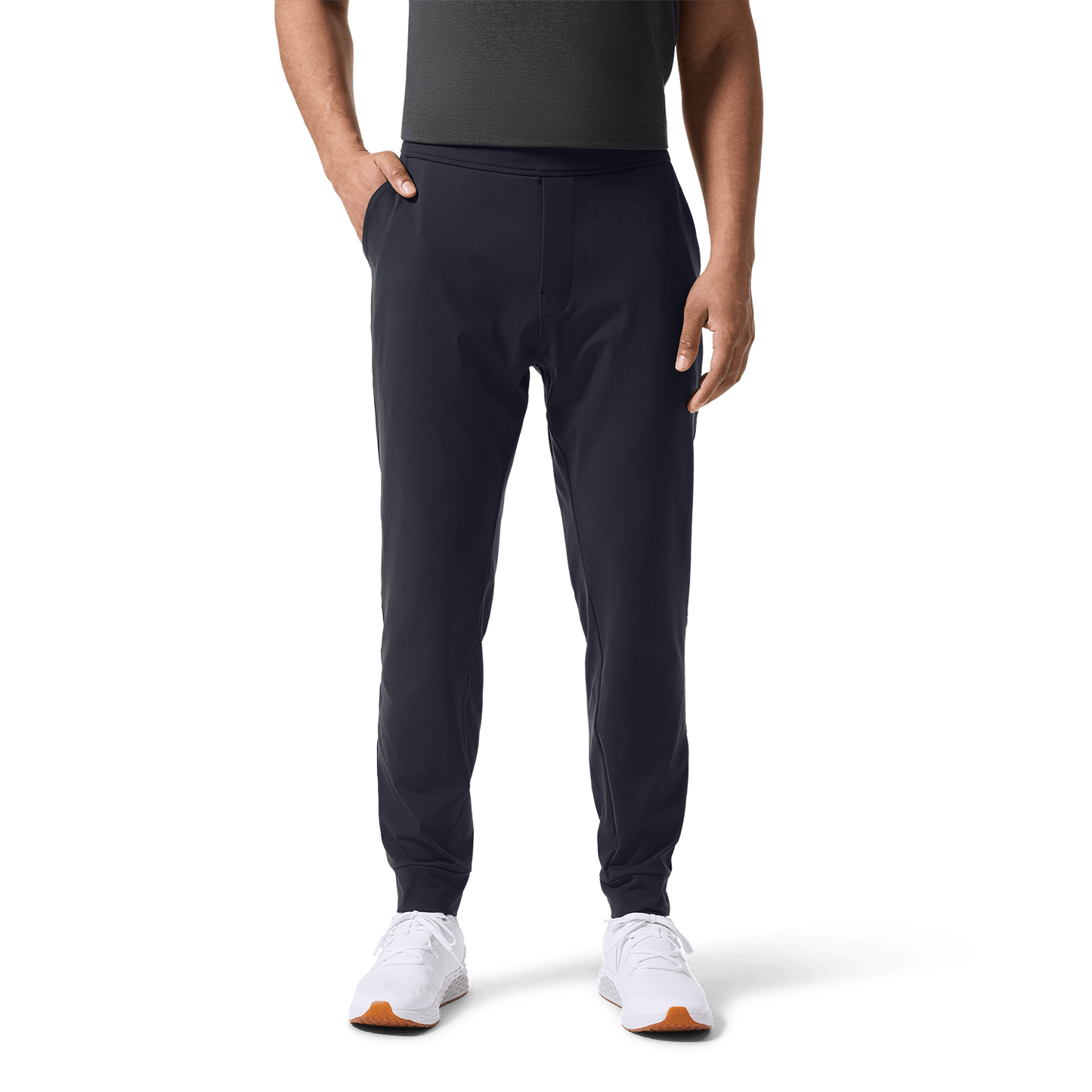 Stone Grey Men's Public Rec Gamechanger Jogger Front Lower Body Angle.