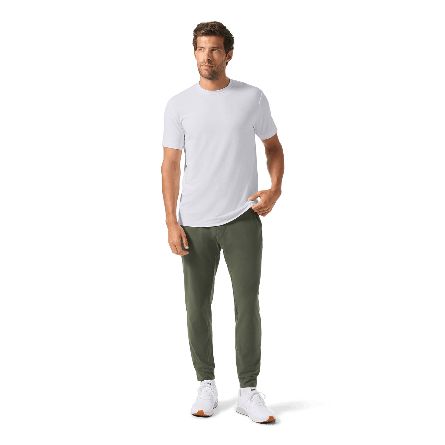 Men's Shadow Olive Gamechanger Jogger Front Full Body Angle.