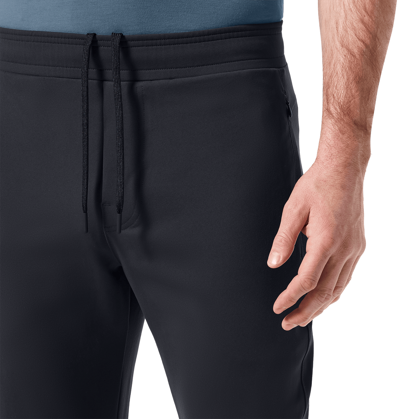 Stone Gray Public Rec Men's Gamechanger Pant Drawstring Detail Angle.