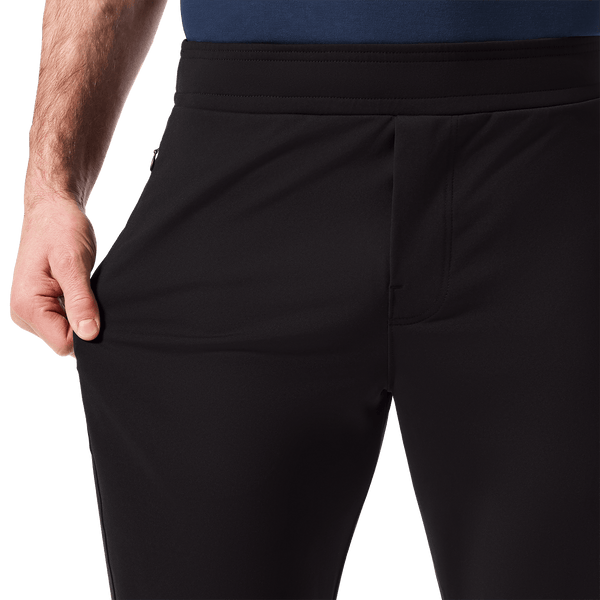 Black Public Rec Men's Gamechanger Rec Pant Stretch Detail Angle.