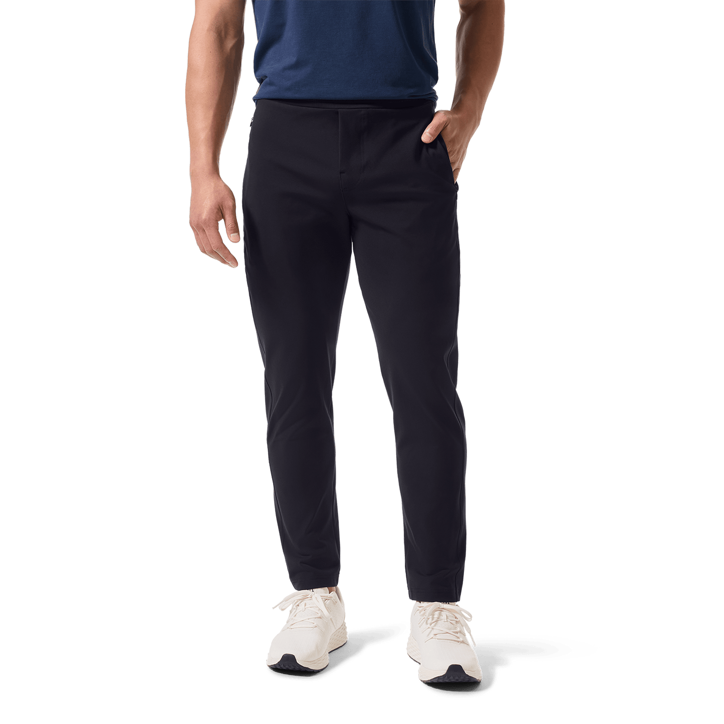 Black Public Rec Men's Gamechanger Rec Pant Front Lower Body Angle.