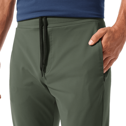 Men's Shadow Olive Gamechanger Rec Pant Drawstring Angle.