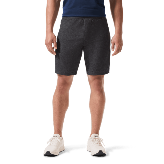 Charcoal Heather Gamechanger Rec Short Front Lower Body Angle.