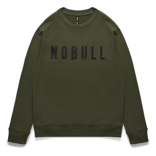 Men's Dark Army NOBULL Layers Crew Flat Lay Angle.