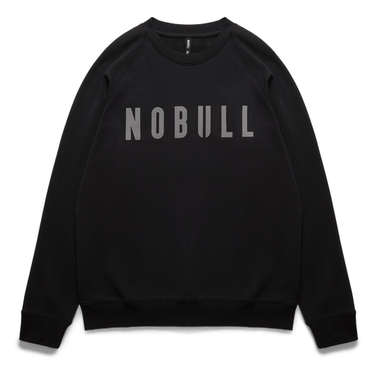 Men's Black NOBULL Layers Crew Sweatshirt Flat Lay Angle.