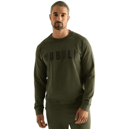 Men's Dark Army NOBULL Layers Crew Front On Body Angle.