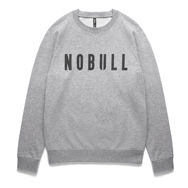 Men's Grey Heather NOBULL Crew Flat Lay Angle.