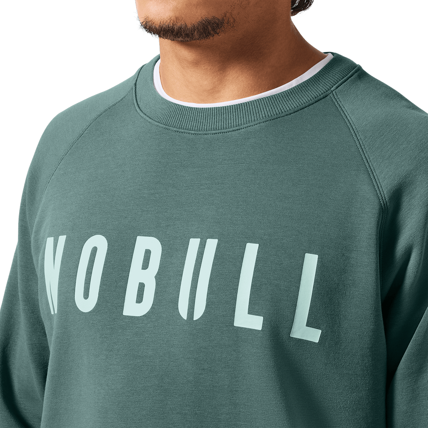 Men's Silver Pine NOBULL Crew Front Detail Angle.