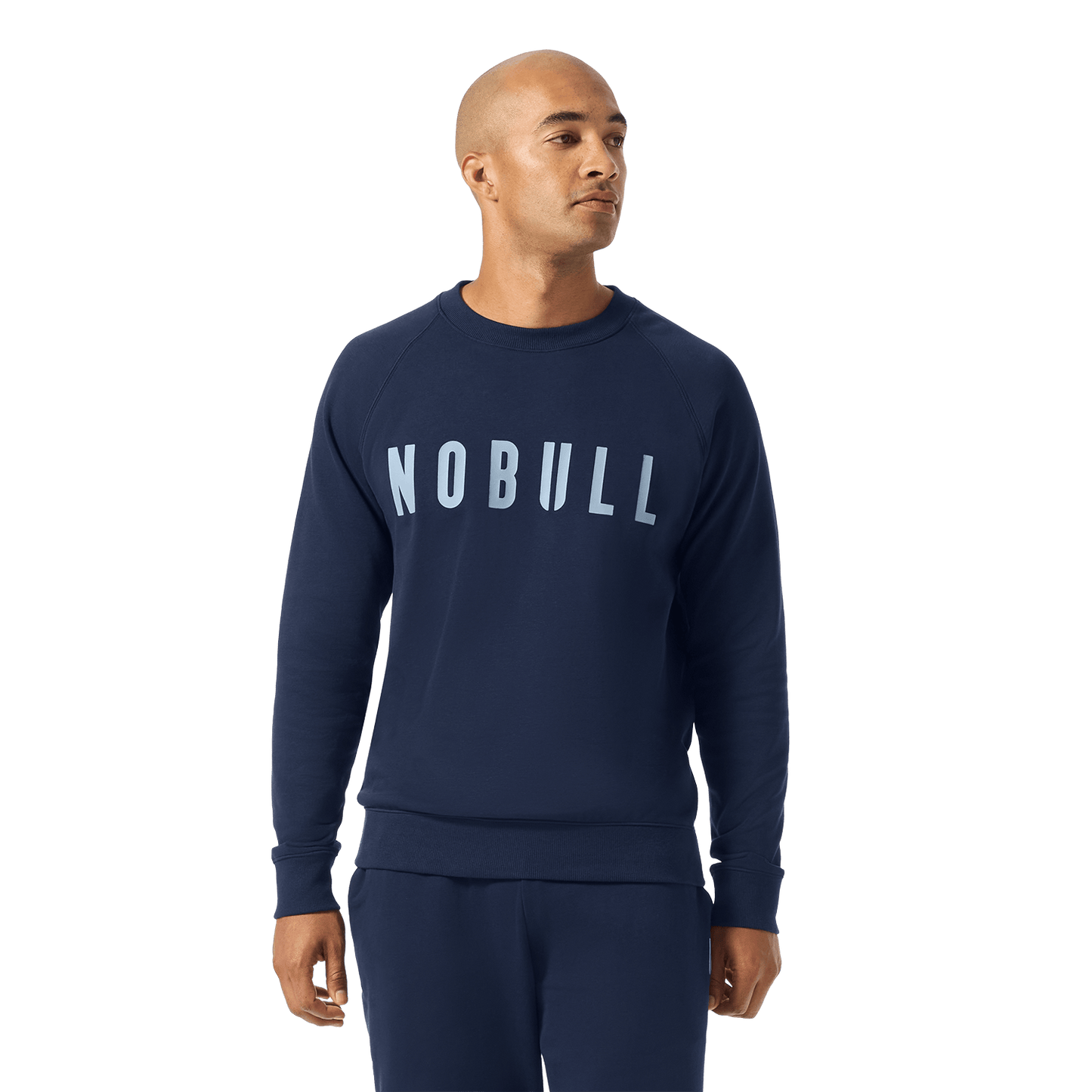 Men's Night Navy NOBULL Crew Front Waist Up Angle.