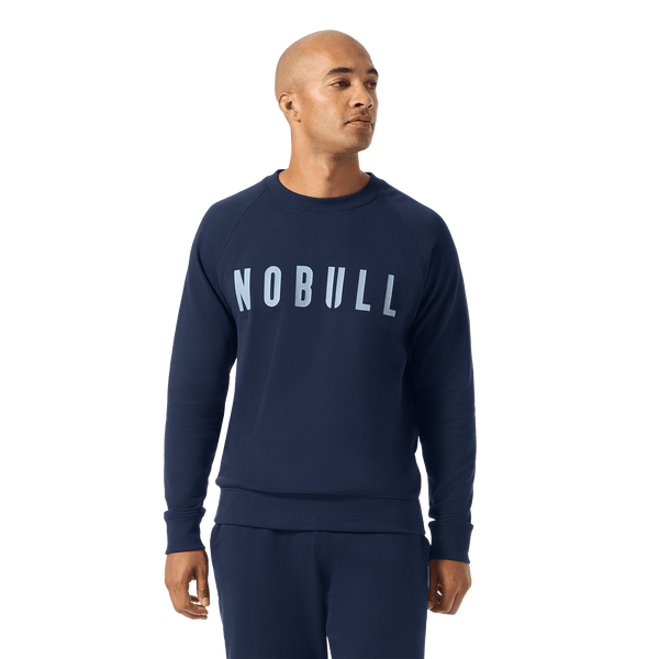 Men's Night Navy NOBULL Crew Front Waist Up Angle.