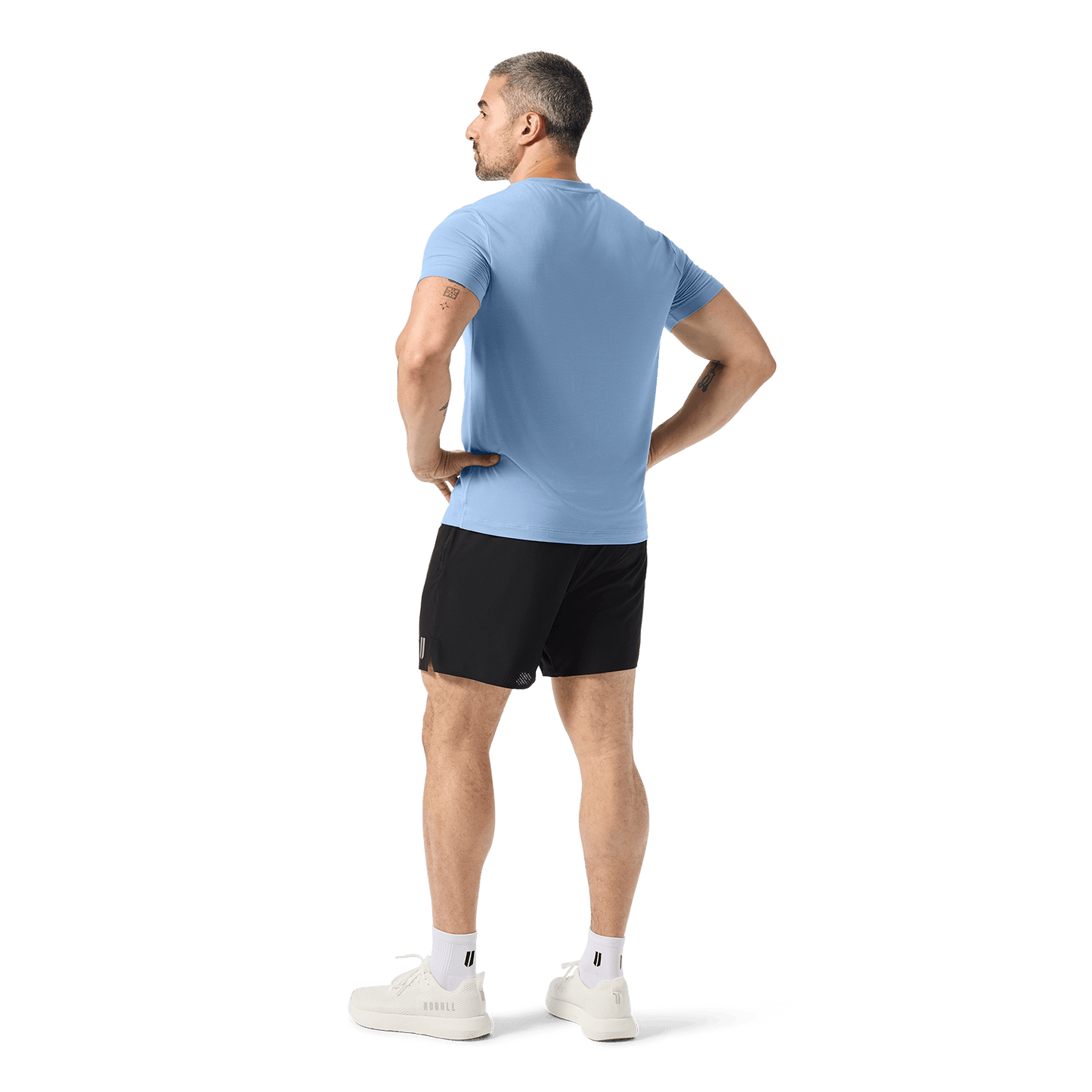 Men's Black NOBULL Drive Short 6" (Lined) Back Full Body Angle.