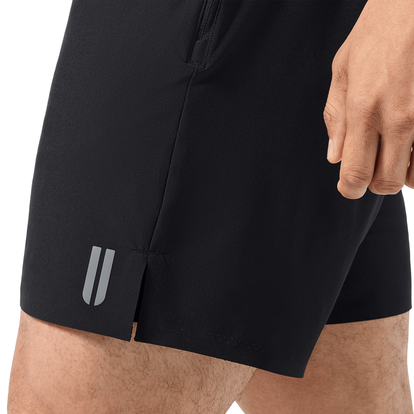 Men's Black NOBULL Drive Short 6" (Lined) U Logo Angle.