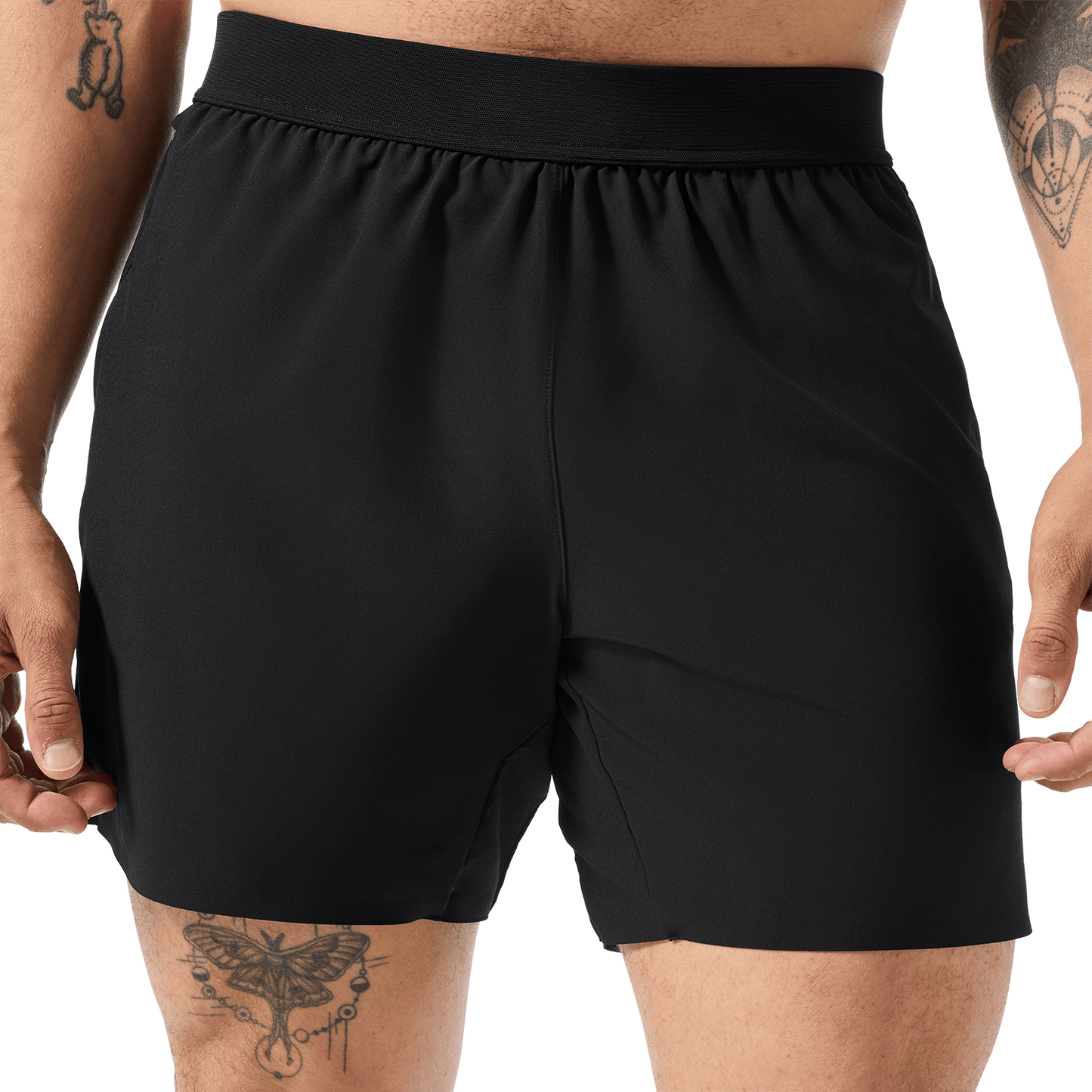 Men's Black NOBULL Drive Short 6" (Lined) Front On Body Angle.