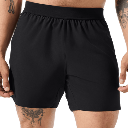 Men's Black NOBULL Drive Short 6" (Lined) Front On Body Angle.