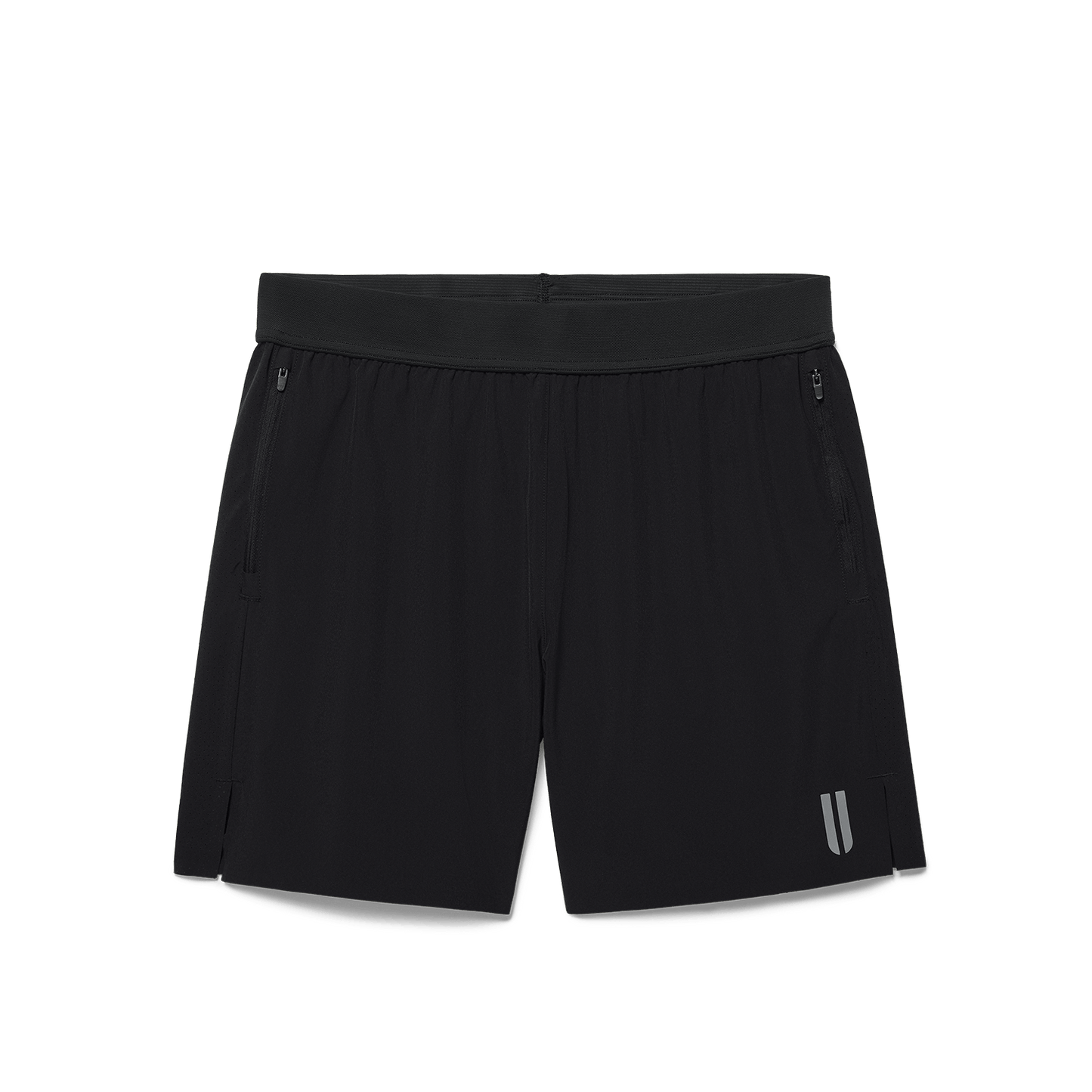 Men's Black NOBULL Drive Short 6" (Lined) Flat Lay Angle.