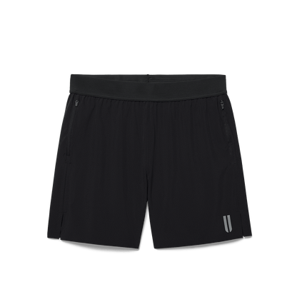 Men's Black NOBULL Drive Short 6" (Lined) Flat Lay Angle.