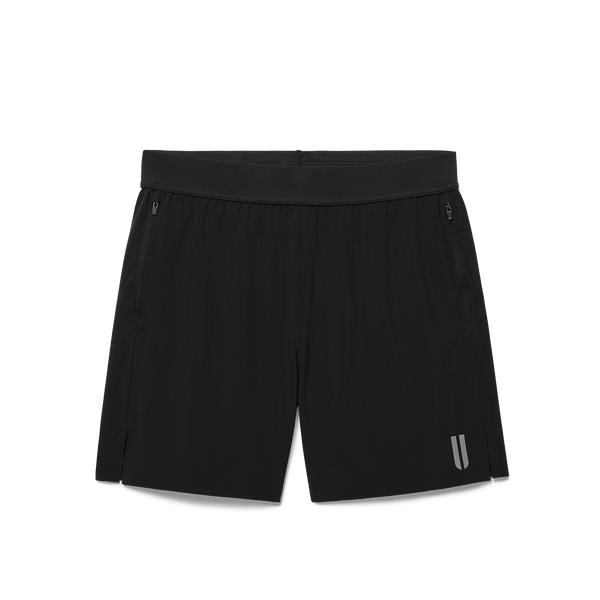 Men's Black NOBULL Drive Short 6" (Lined) Flat Lay Angle.