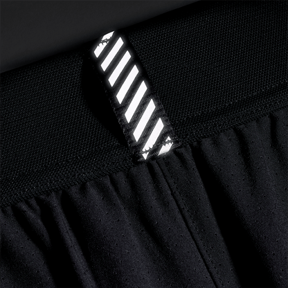 Men's Black NOBULL Drive Short 6" Reflective Tab Detail Angle.