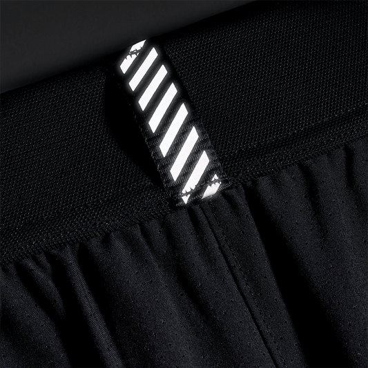 Men's Black NOBULL Drive Short 6" Reflective Tab Detail Angle.
