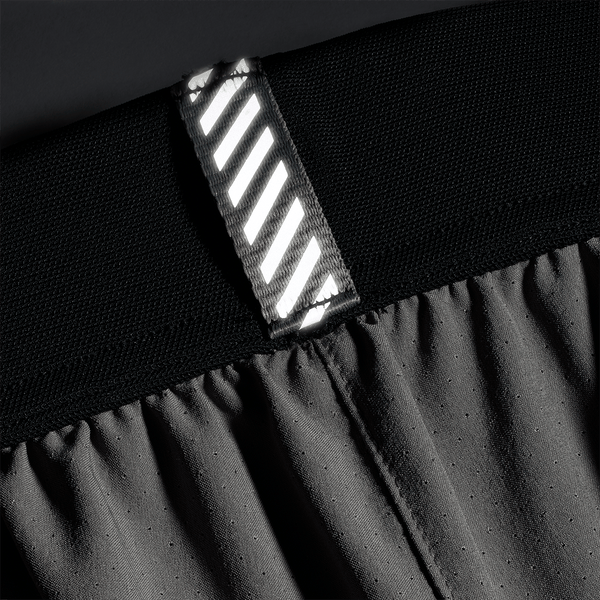 Men's Gargoyle NOBULL Drive Short 6" (Lined) Reflective Tab Detail Angle.