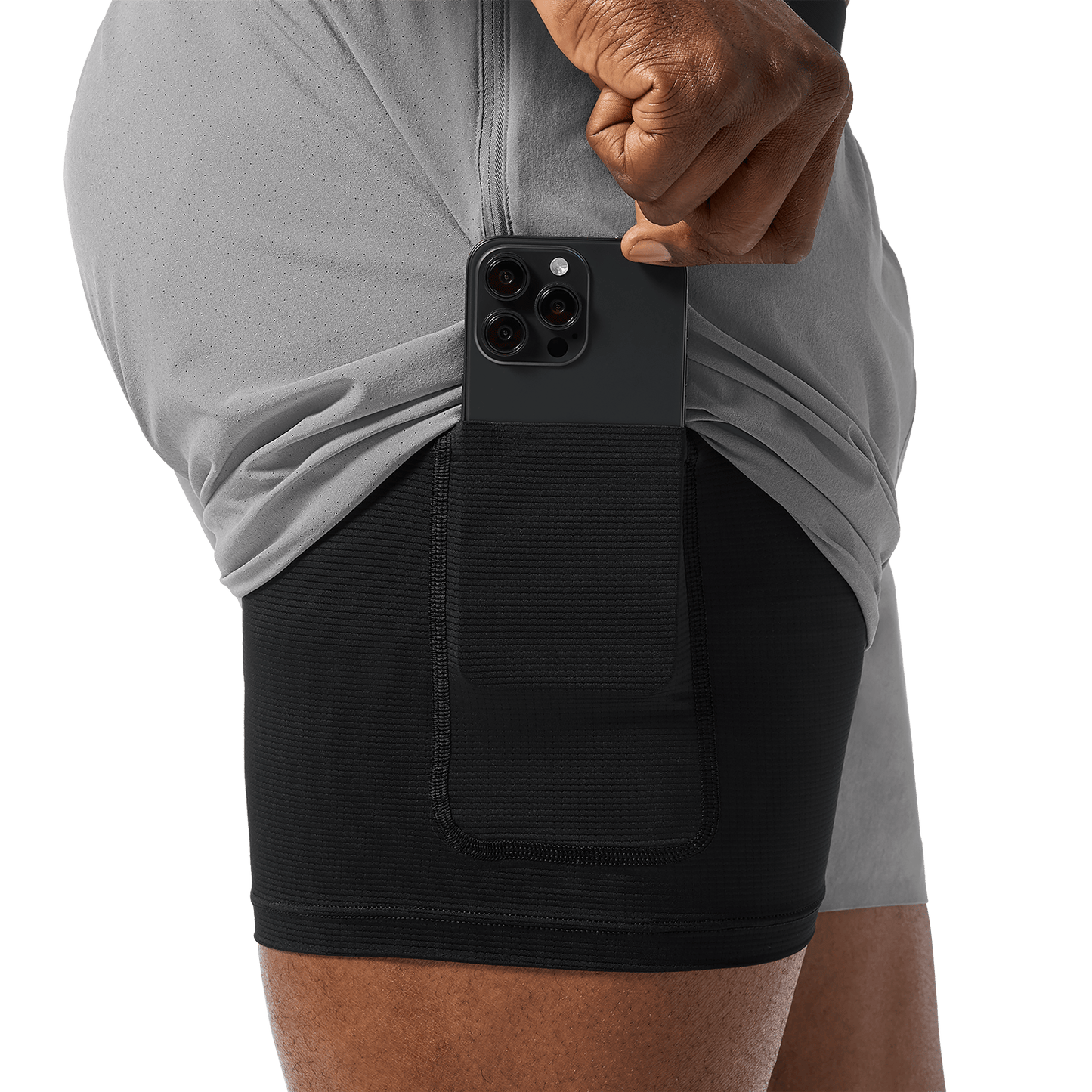 Men's Gargoyle NOBULL Drive Short 6" (Lined) Pocket Liner Detail Angle.