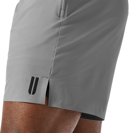 Men's Gargoyle NOBULL Drive Short 6" (Lined) U Logo Detail Angle.