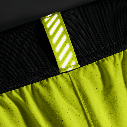 Men's Zest Drive Short 6" (Lined) Front Reflective Tab Detail Angle.