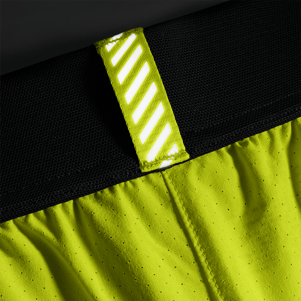 Men's Zest Drive Short 6" (Lined) Front Reflective Tab Detail Angle.