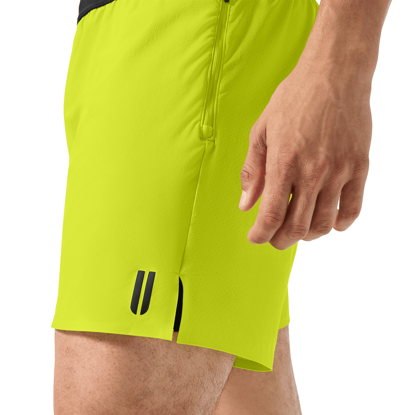 Men's Zest Drive Short 6" (Lined) Front U Logo Angle.