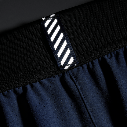 Men's Night Navy Drive Short 6" (Lined) Reflective Tab Detail Angle.